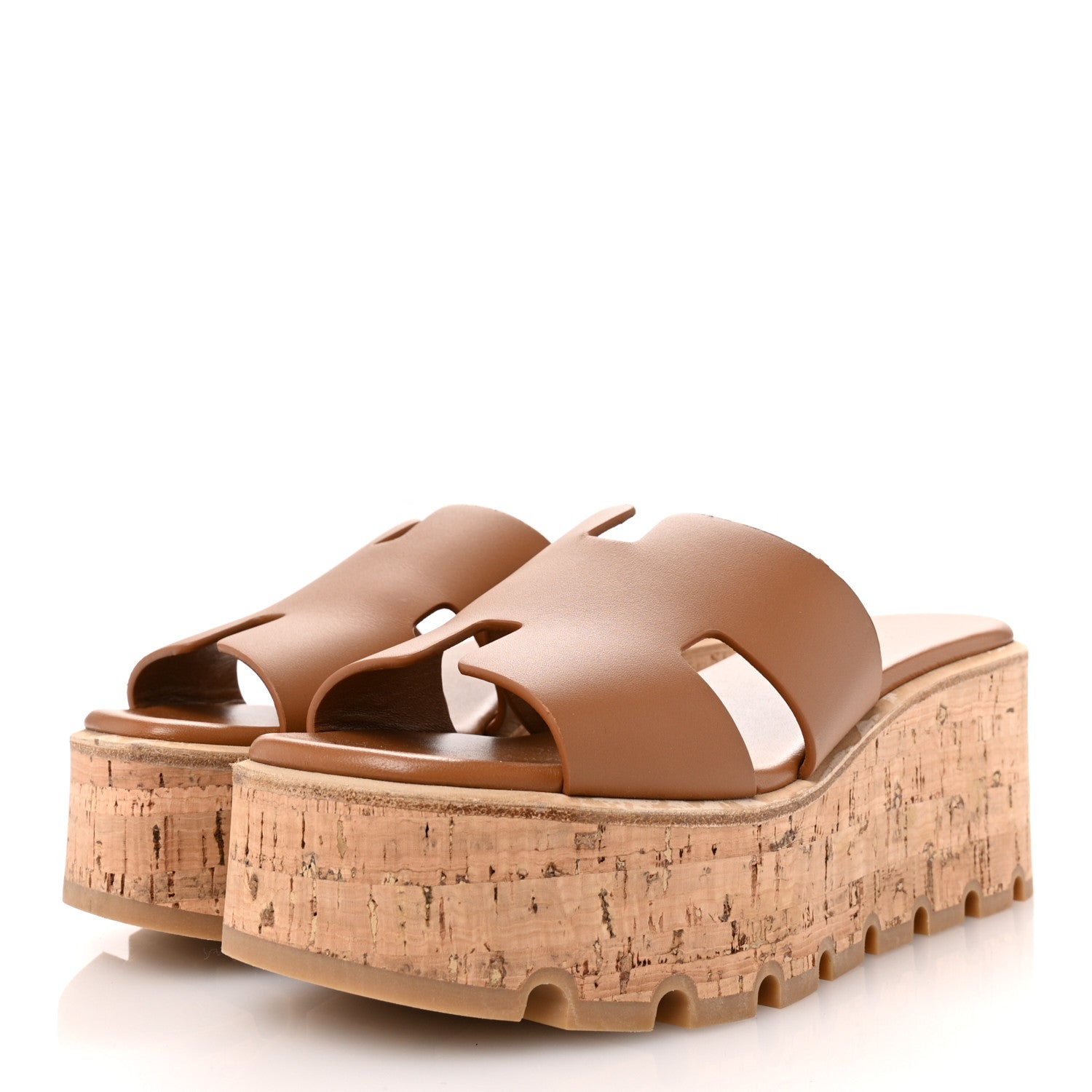 Hermes Calfskin Cork Eze 30 Sandals 38 Gold 4 of 9
