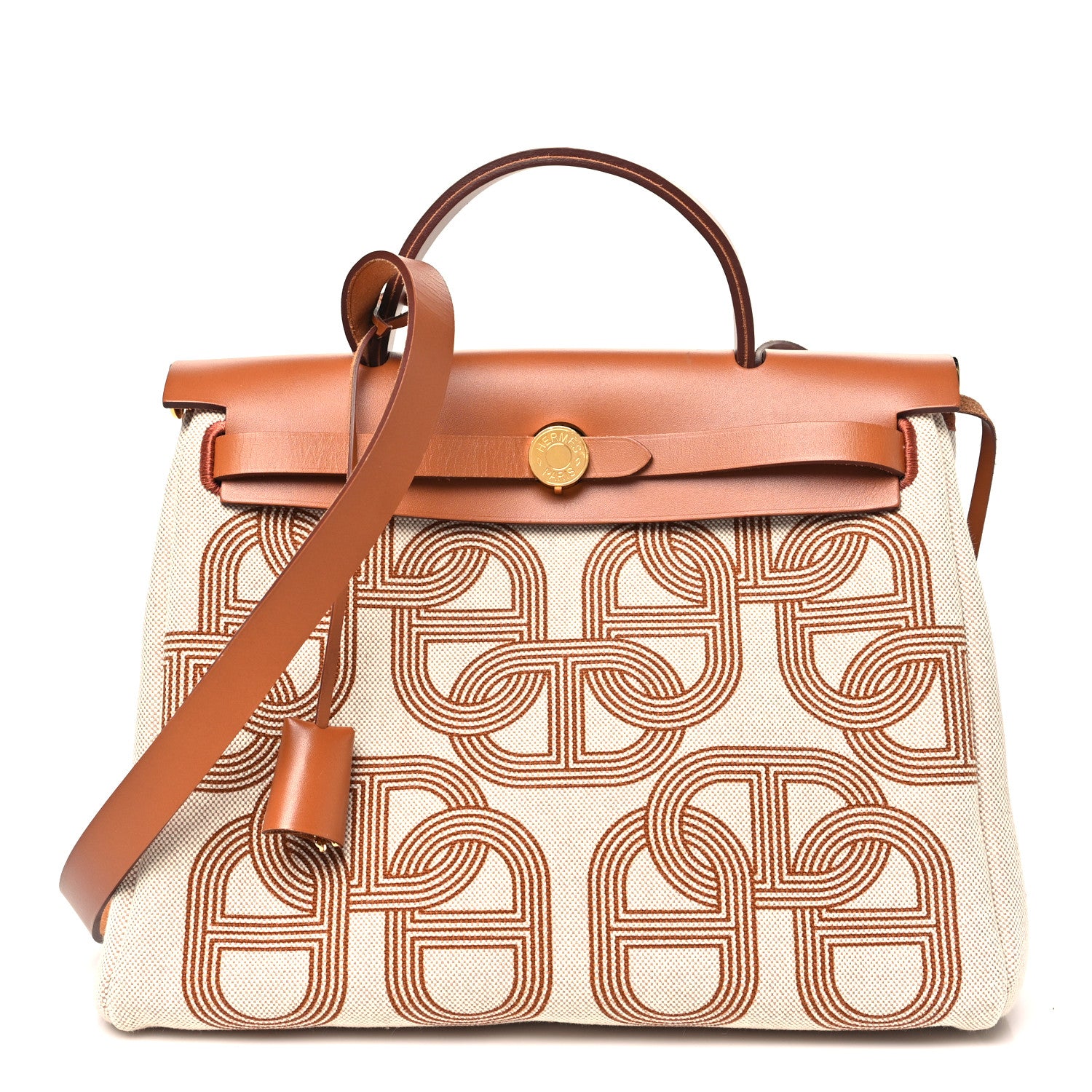 Hermes H Plume Canvas Vache Hunter Circuit 24 Herbag Zip Retourne 31 Naturel 1 of 11