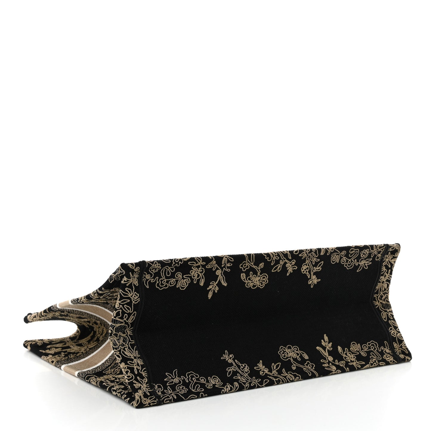 Canvas Embroidered Large Ornamental Cornely Book Tote Black Beige