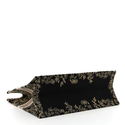 Christian Dior Canvas Embroidered Large Ornamental Cornely Book Tote Black Beige 4 of 14