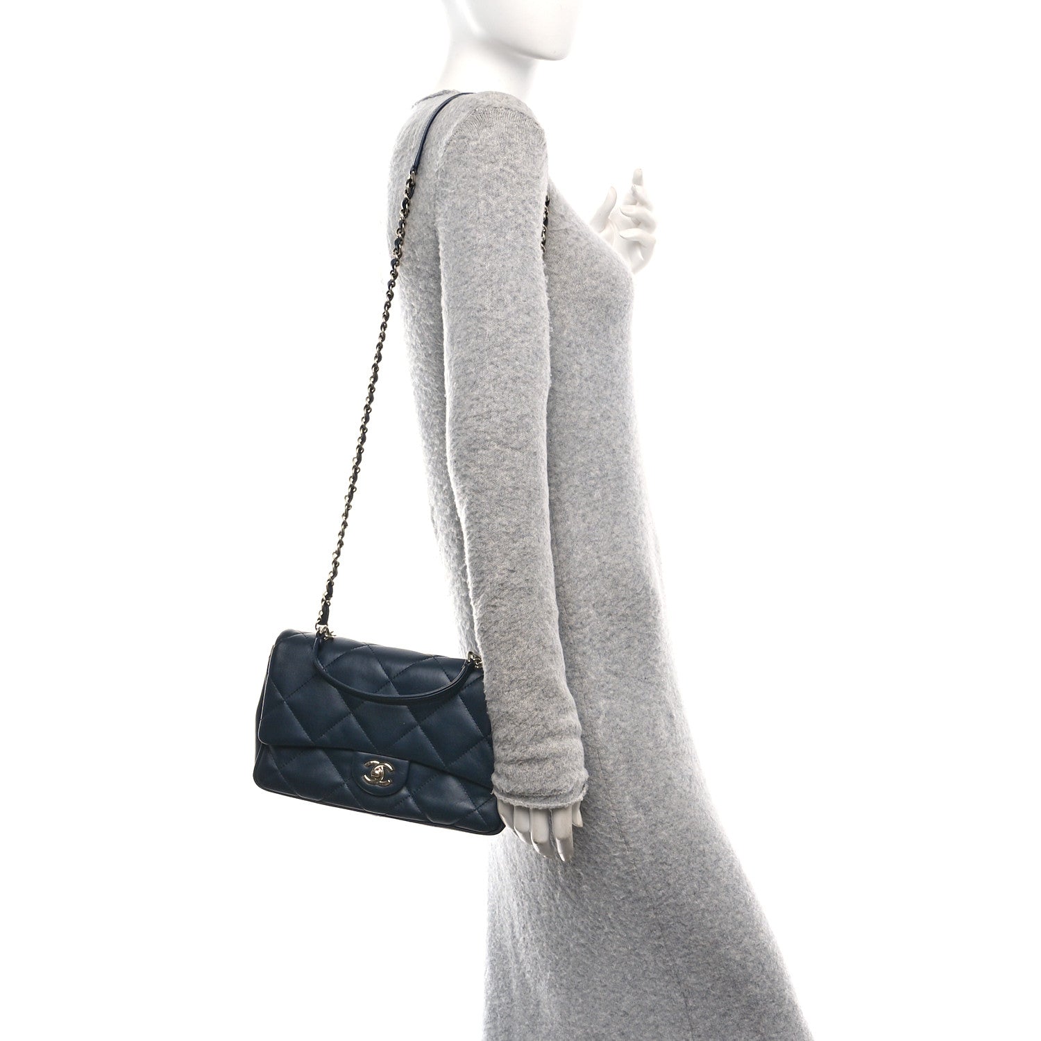 Chanel Lambskin Quilted Easy Carry Flap Navy 2 of 12