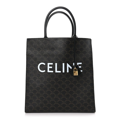 Celine Triomphe Canvas Calfskin Large Vertical Cabas Black 1 of 8