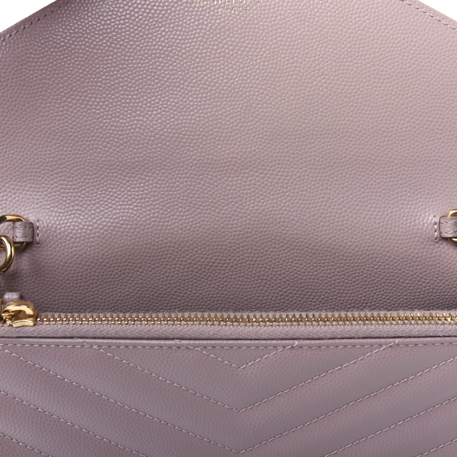 Saint Laurent Grain De Poudre Matelasse Chevron Monogram Envelope Chain Wallet Pale Pink 11 of 17