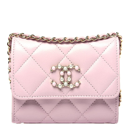 Chanel Caviar Quilted Coco Candy Card Holder On Chain Light Pink 1 of 12