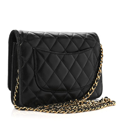 Chanel Lambskin Quilted Wallet On Chain WOC Black 3 of 12