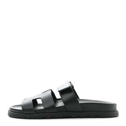 Hermes Calfskin Womens Chypre Sandals 37 Black 1 of 9