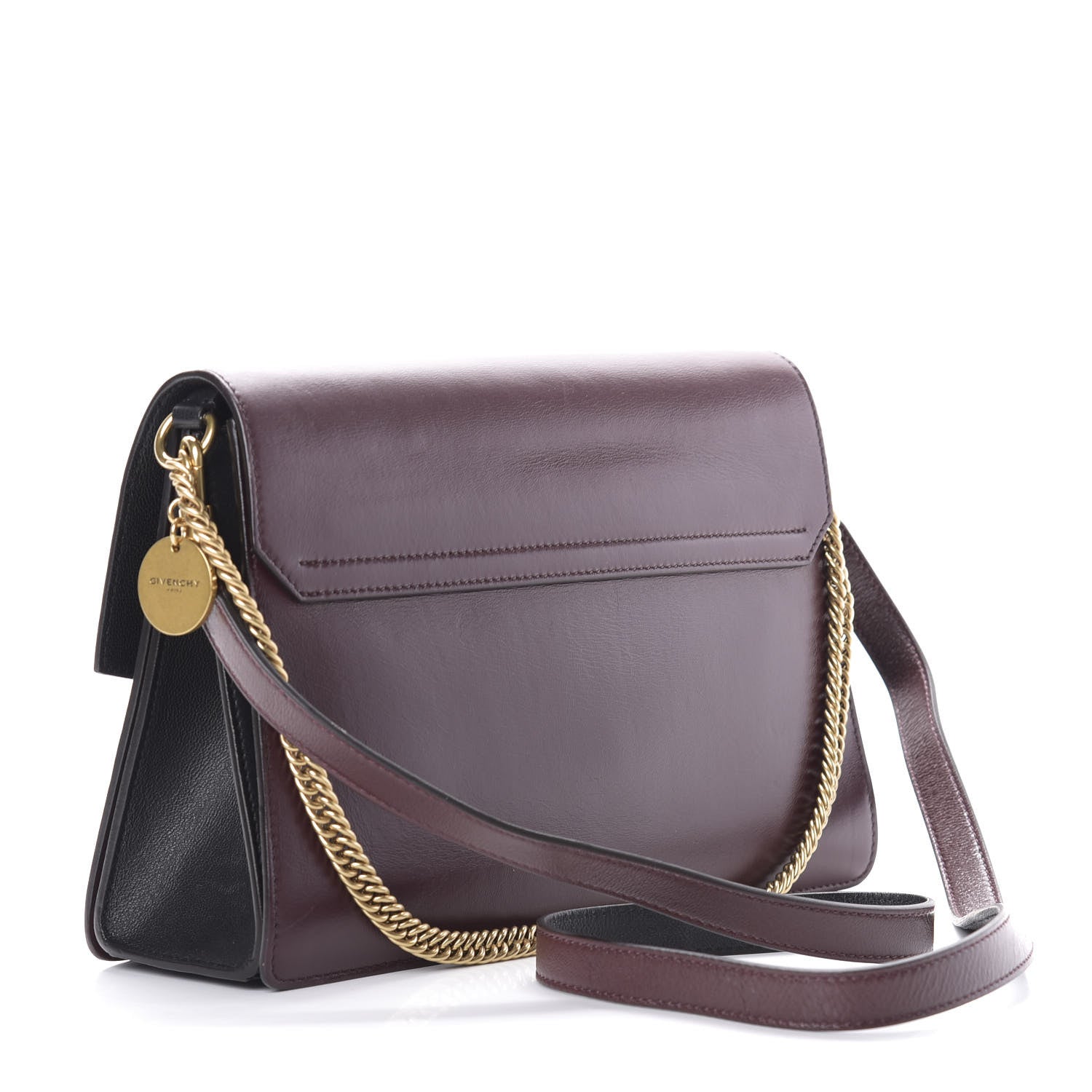 Givenchy Crinkled Patent Calfskin Medium GV3 Flap Black Burgundy 3 of 10