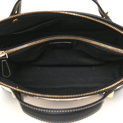 Fendi Canvas Vitello King Logo Embroidered Medium By The Way Boston Bag Grezzo Black 6 of 10