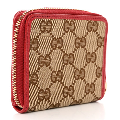 Gucci Monogram Dollar Calfskin Zip Around French Flap Wallet Beige Ebony Rosso 3 of 8