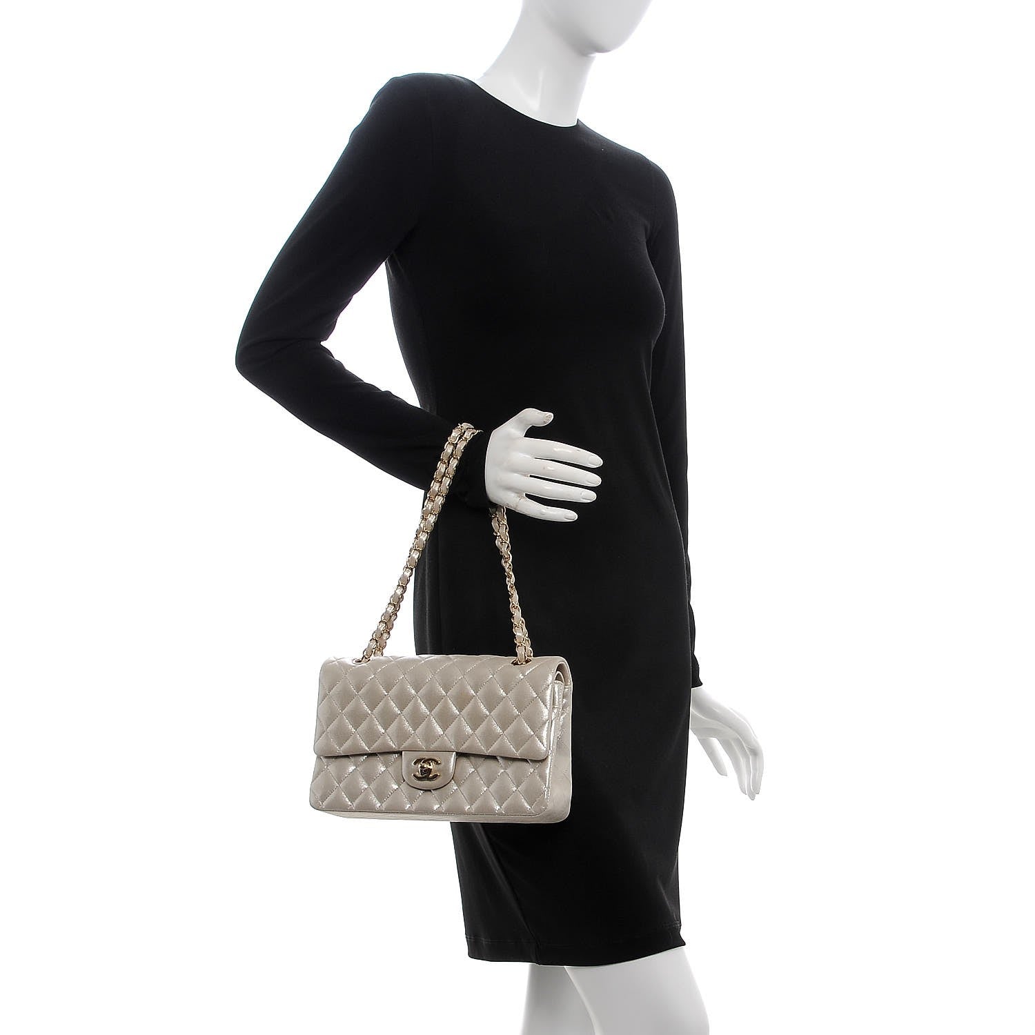 Chanel Iridescent Calfskin Medium Double Flap Light Gold 3 of 13