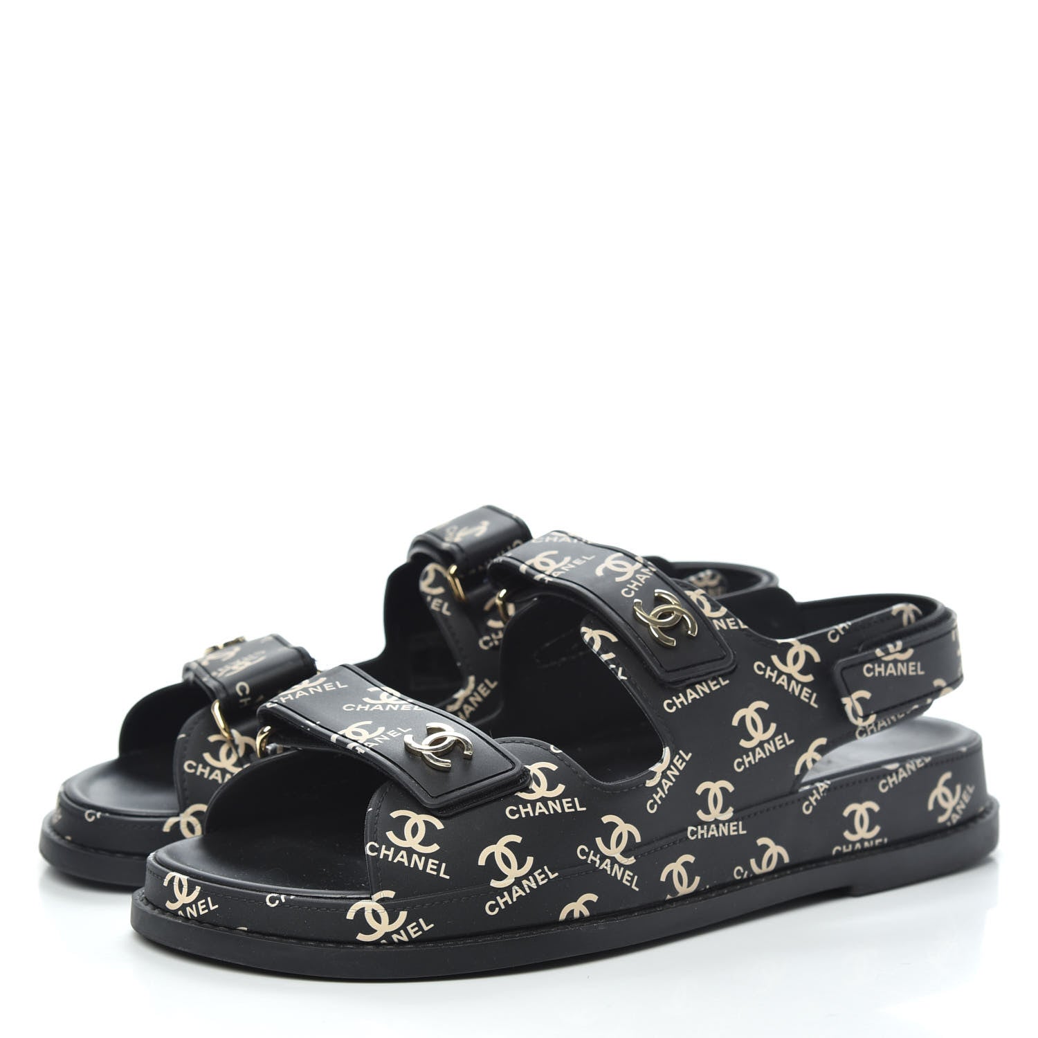 Chanel Rubber CC Dad Sandals 39 Black 3 of 8