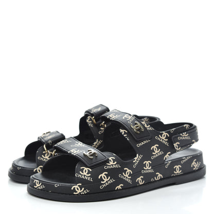 Chanel Rubber CC Dad Sandals 39 Black 3 of 8