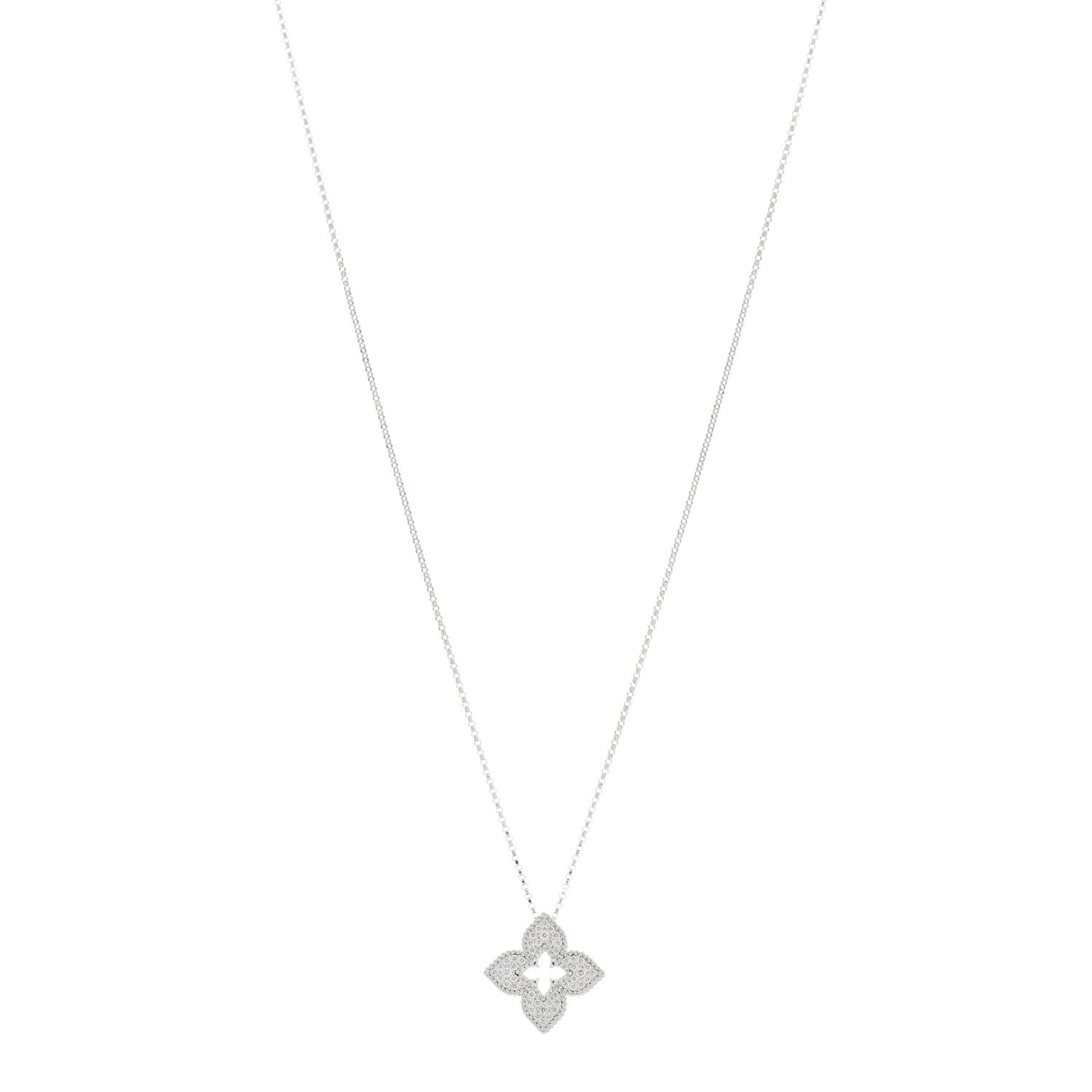 Roberto Coin 18K White Gold Diamond Large Venetian Princess Pendant Necklace 1 of 3