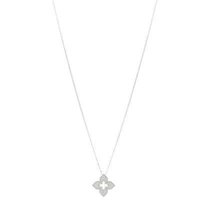 Roberto Coin 18K White Gold Diamond Large Venetian Princess Pendant Necklace 1 of 3
