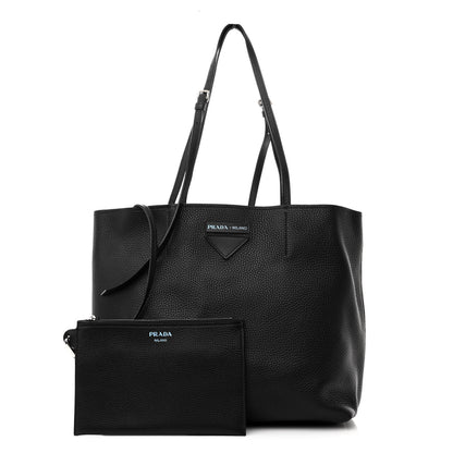 Prada Vitello Daino Small Concept Shopper Tote Black Astrale 1 of 11