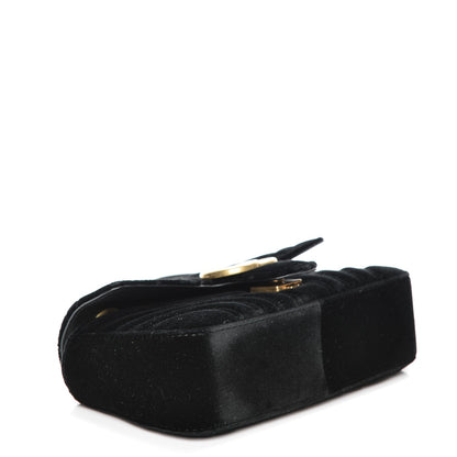 Gucci Velvet Matelasse Mini GG Marmont Shoulder Bag Black 3 of 7