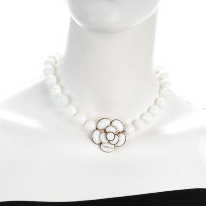 Chanel Resin Beaded Camellia CC Choker White 2 of 3
