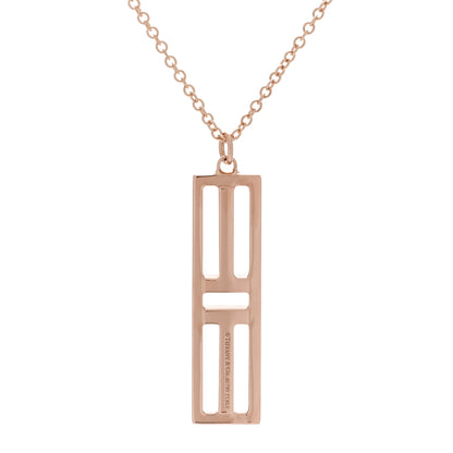 Tiffany 18K Rose Gold Diamond Tiffany T Two Open Vertical Bar Pendant Necklace 6 of 7