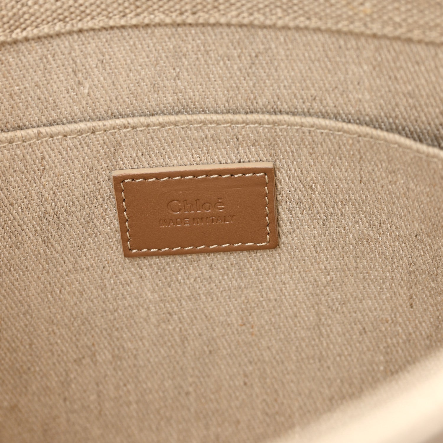 Chloe Linen Calfskin Medium Woody Ribbon Tote Blushy Beige 4 of 12