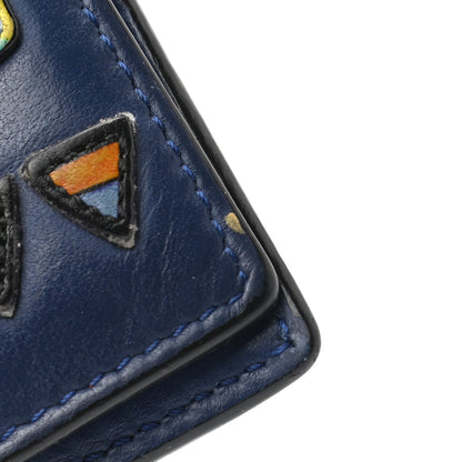Fendi Vitello Elite Striped Eye Monster Bi-Fold Wallet Blue Multicolor 8 of 8