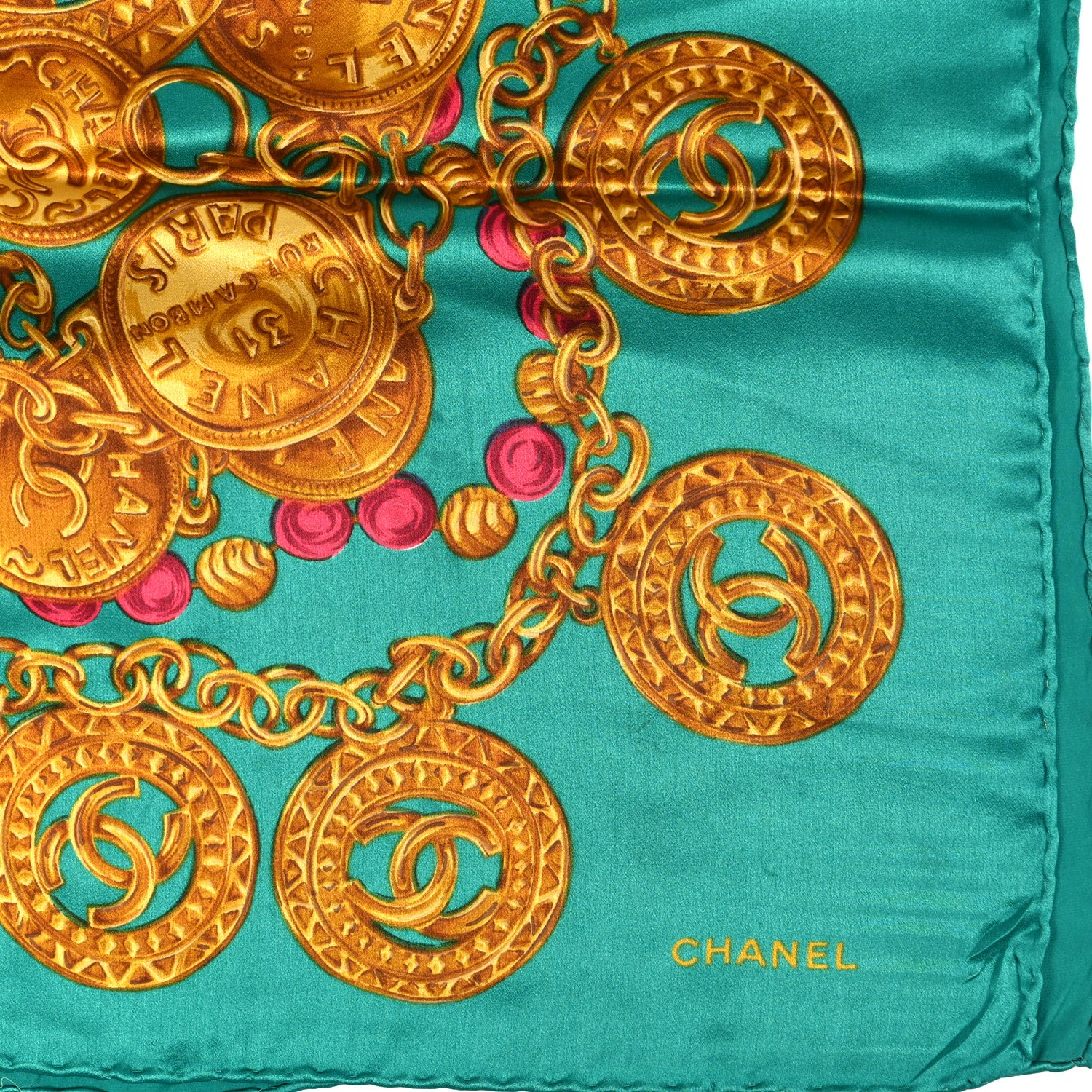 Chanel Silk Medallion Scarf Blue 2 of 3