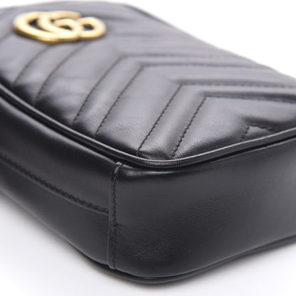 Gucci Calfskin Matelasse Mini GG Marmont Crossbody Bag Black 8 of 10
