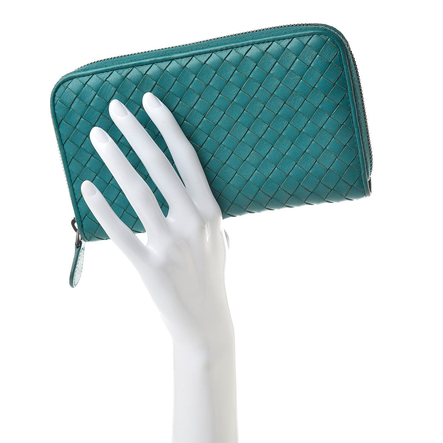 Nappa Intrecciato Zip Around Wallet Lagoon