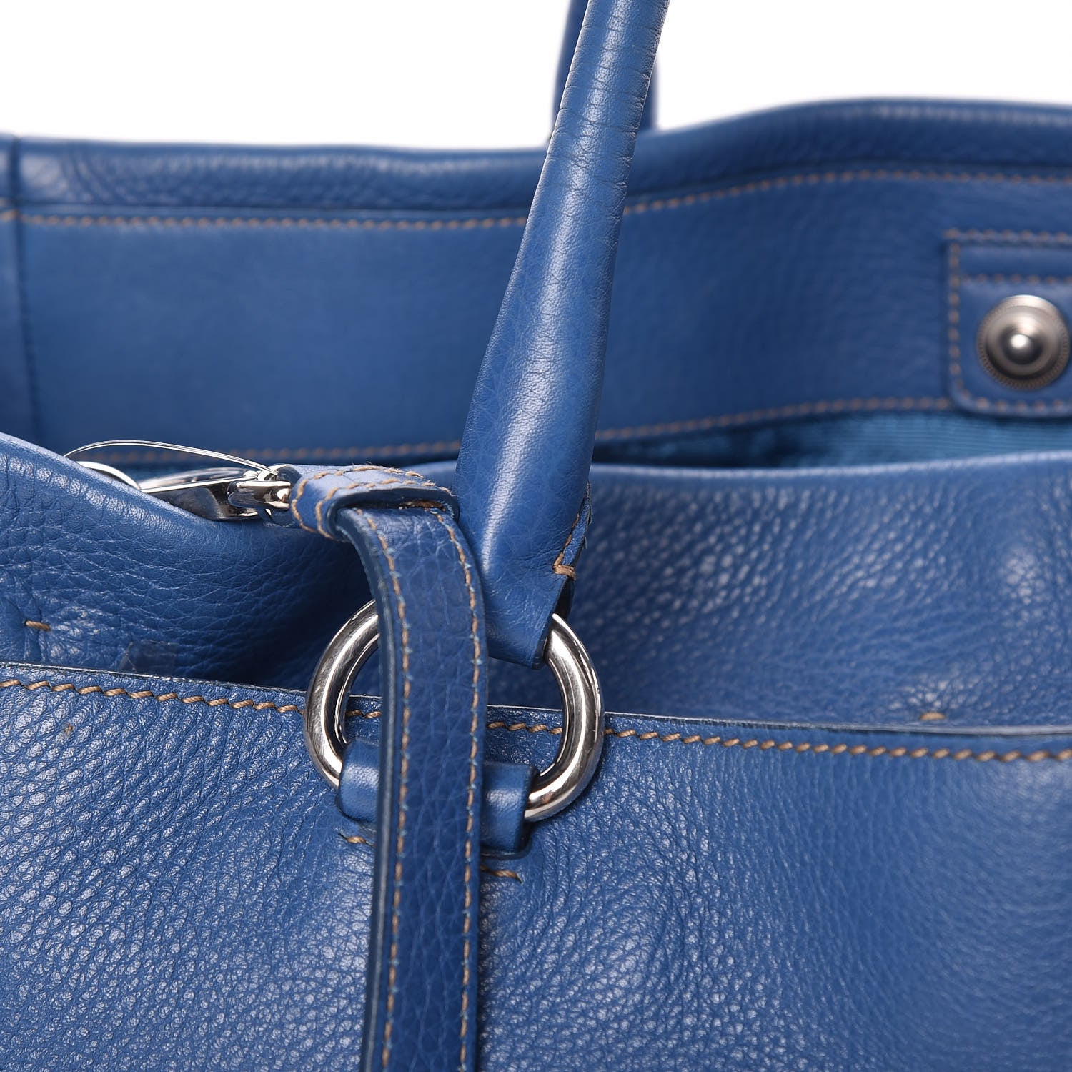 Prada Cervo Deerskin Tote Blue 9 of 16