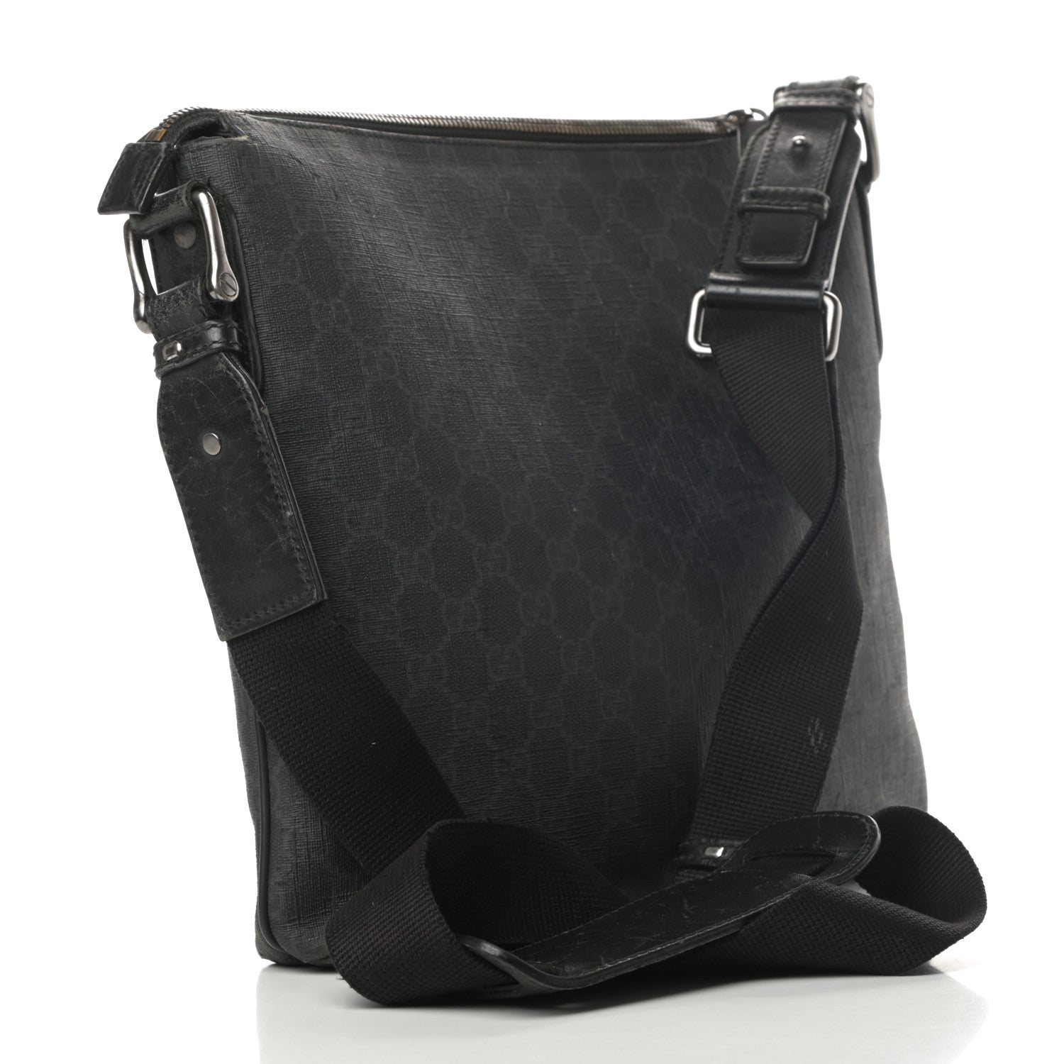 Gucci GG Supreme Monogram Crossbody Messenger Bag Black Grey 3 of 20