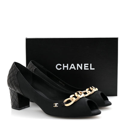 Chanel Nylon Lambskin Quilted Chain CC Pumps 40 Black 10 of 10
