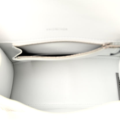 Balenciaga Matte Calfskin Snake Embossed Tonal B Small Hourglass Top Handle Bag Optic White 5 of 11