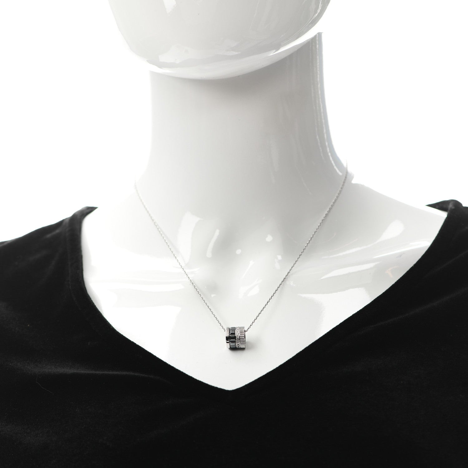 Boucheron 18K White Gold PVD Black Diamond Quatre Ring Pendant Necklace 2 of 4