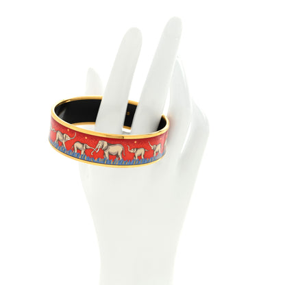 Hermes Enamel Printed Elephants Grazing Wide Bracelet 2 of 4