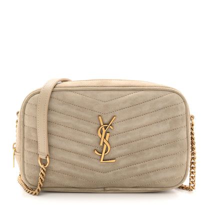 Saint Laurent Suede Matelasse Monogram Mini Lou Camera Bag Matte Gold 1 of 11