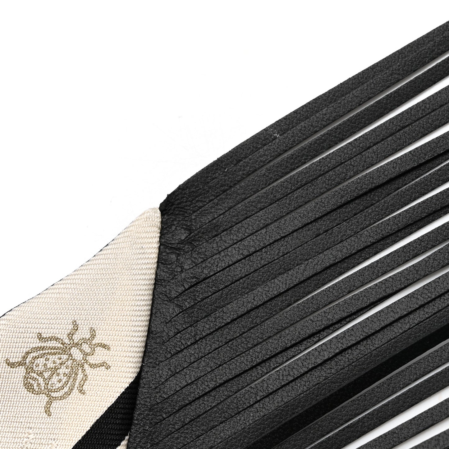 Silk Calfskin Bouquet Final Fringed Twilly Creme Black