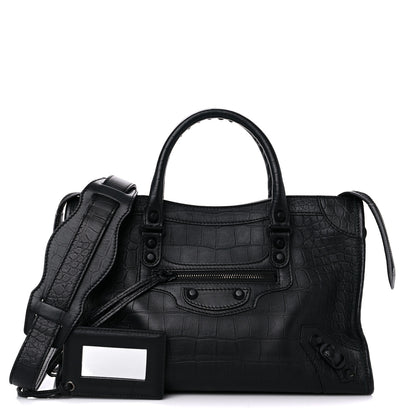 Balenciaga Matte Supple Lambskin Crocodile Embossed Classic Black Hardware S City Black 1 of 14