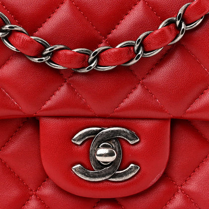 Chanel Lambskin Quilted Mini Rectangular Flap Red 8 of 15