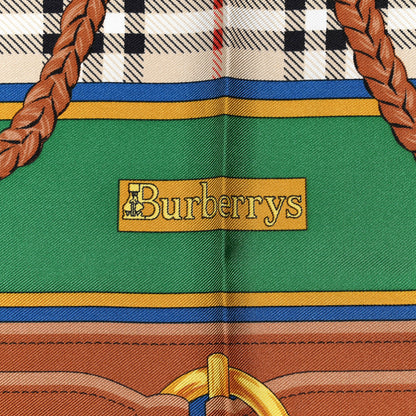 Burberry Silk Patchwork Pocket Watch Square Scarf Multicolor 2 of 4
