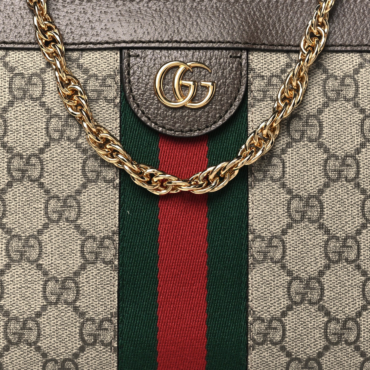 Gucci GG Supreme Monogram Web Small Ophidia Chain Shoulder Bag Brown 8 of 10