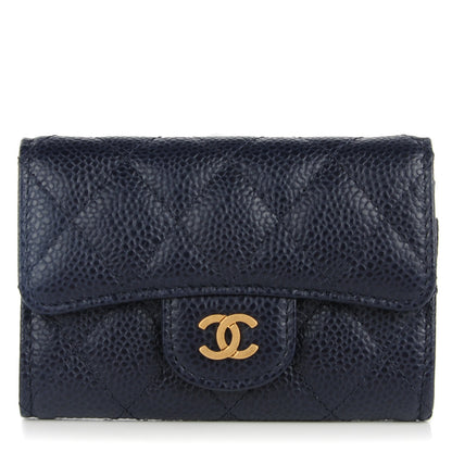 Chanel Caviar Quilted Card Holder Navy 1 of 7