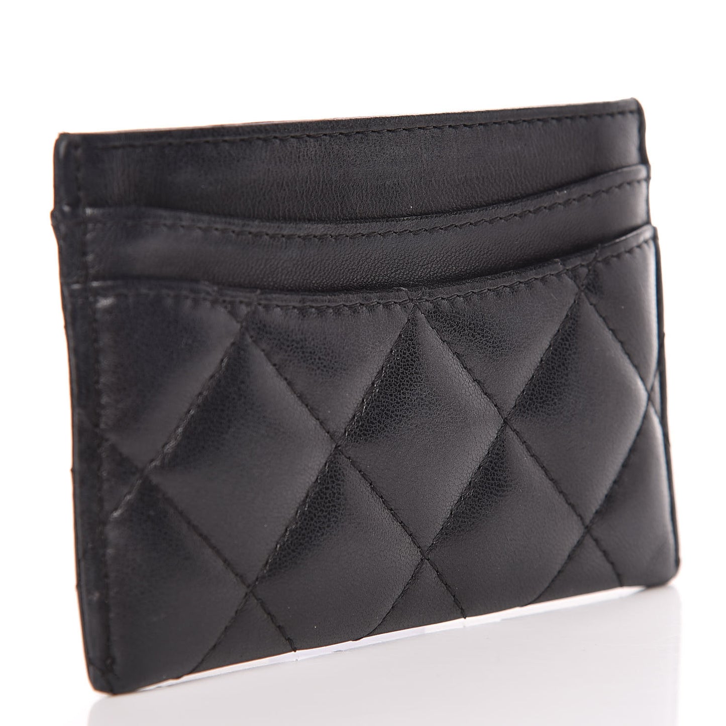Lambskin Quilted Card Holder Black