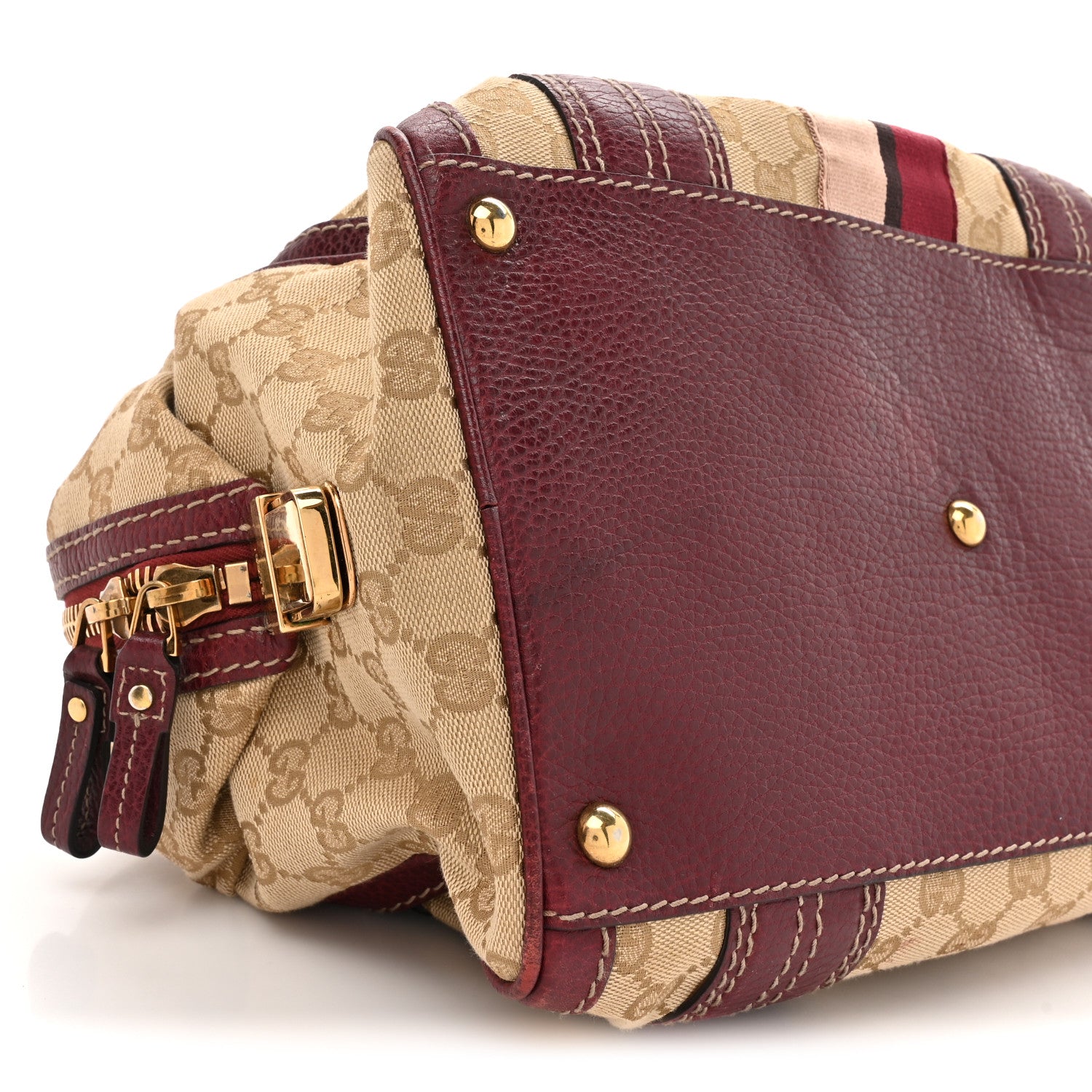 Gucci Monogram Medium Aviatrix Boston Ebony Bordeaux 9 of 15