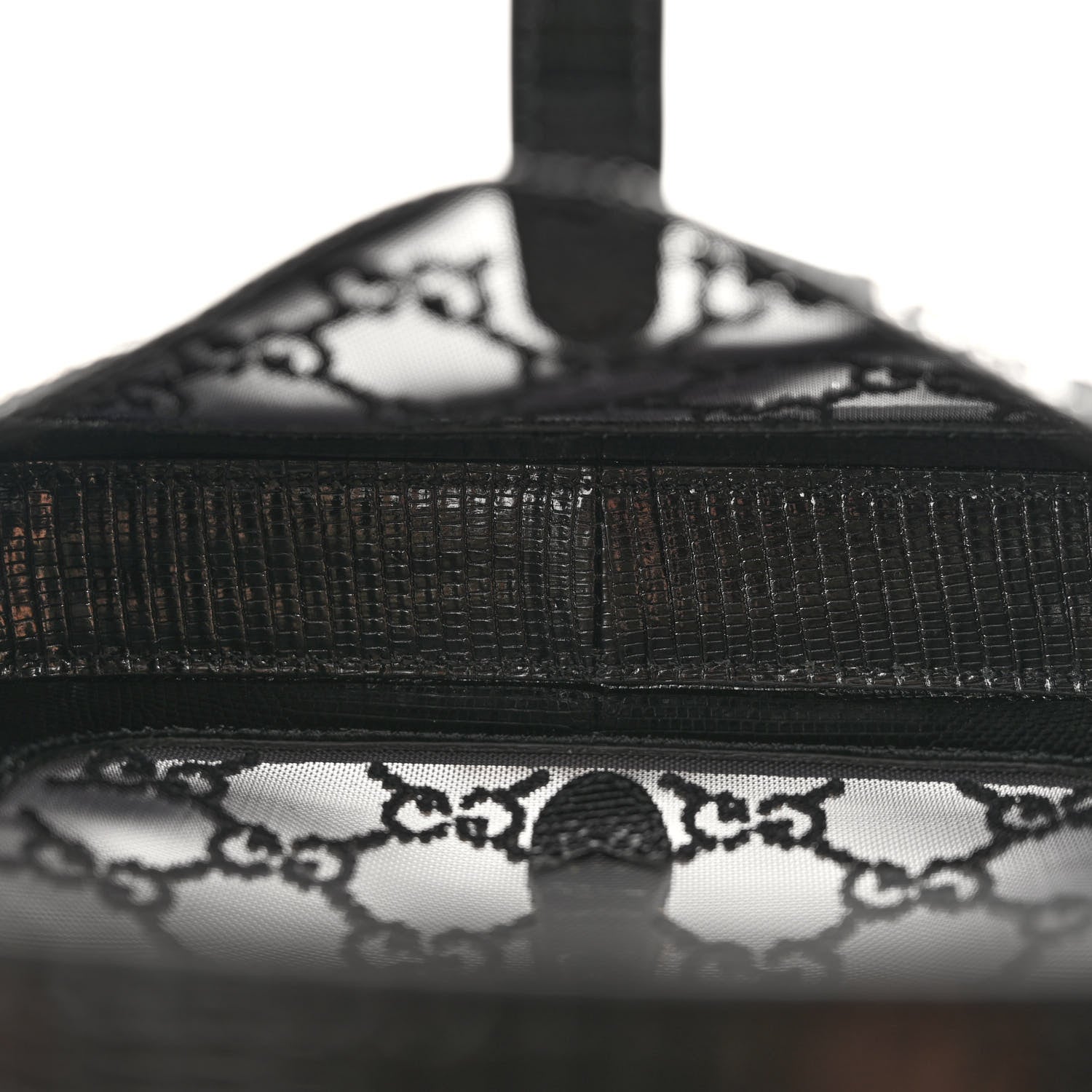 Gucci Lizard Mesh Crystal GG Monogram Mini Jackie 1961 Hobo Black 5 of 9