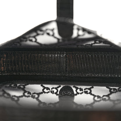 Gucci Lizard Mesh Crystal GG Monogram Mini Jackie 1961 Hobo Black 5 of 9