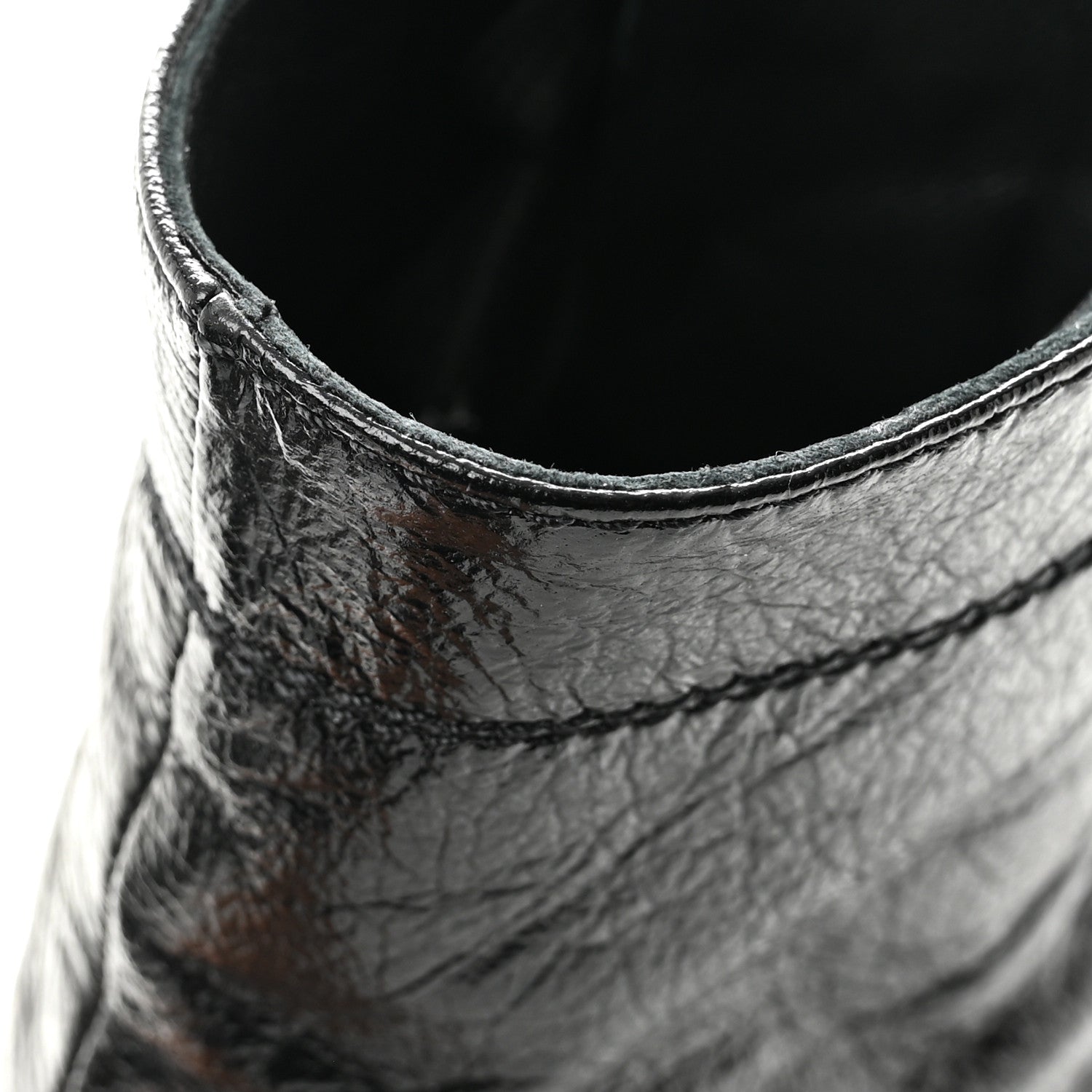 Chanel Shiny Crumpled Lambskin Lace Up Combat Boots 36 Black 10 of 11
