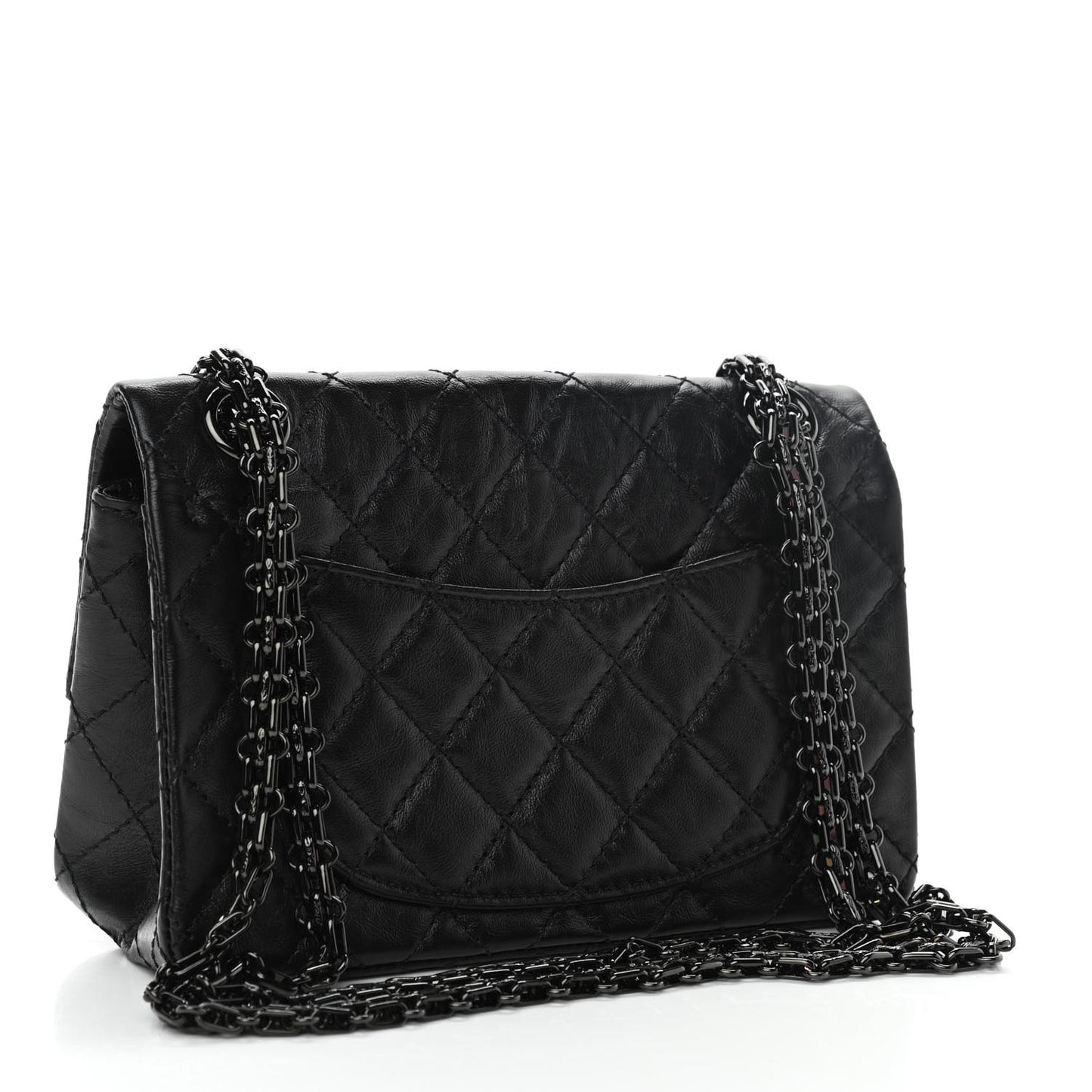 Aged Calfskin Quilted 2.55 Reissue Mini Flap So Black
