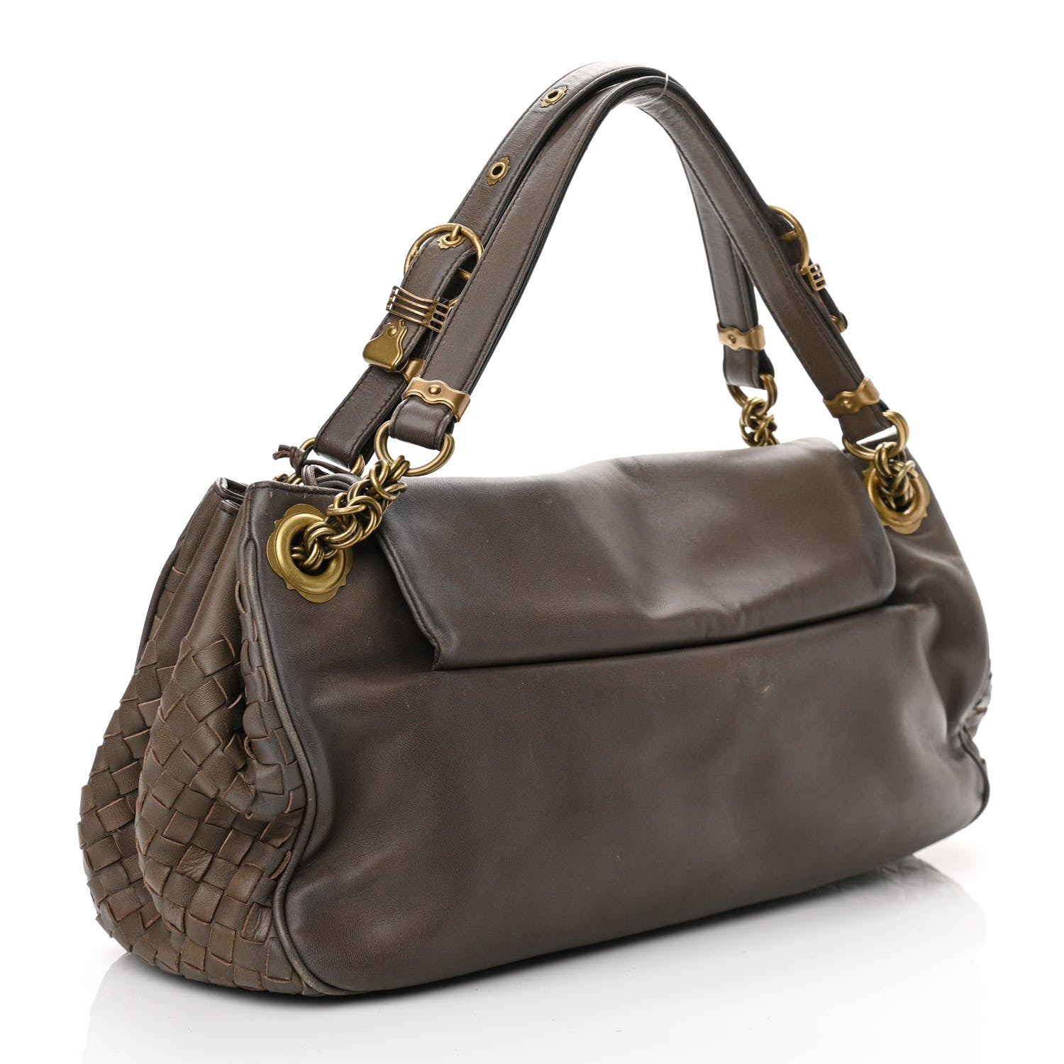 Bottega Veneta Nappa Intrecciato Flap Shoulder Bag Brown 3 of 11