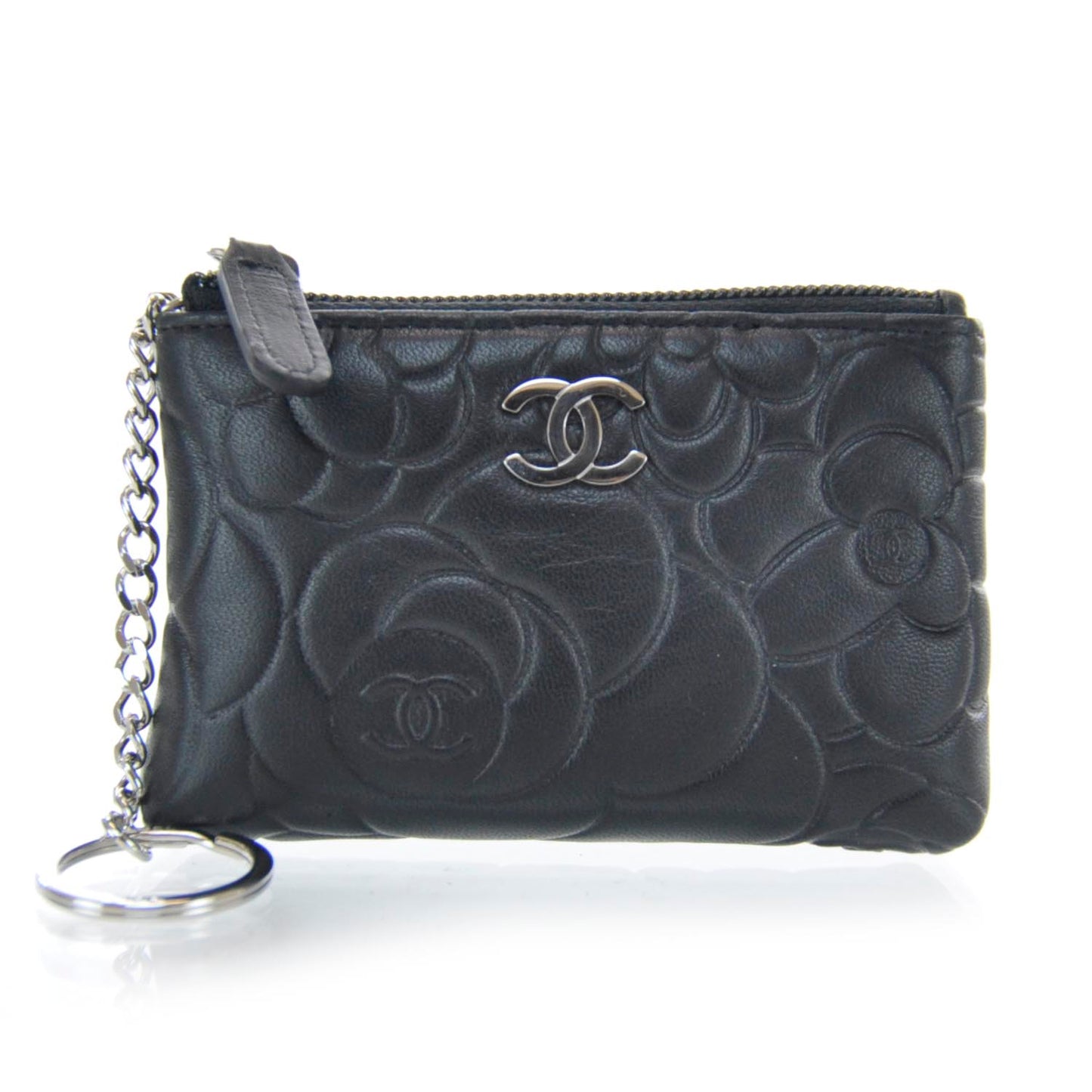 Camellia Embossed Key Holder Case Black