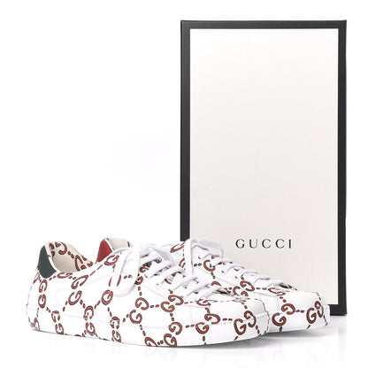 Gucci Calfskin GucciGhost Print Mens Ace Sneakers 11 White Hibiscus Red 10 of 10