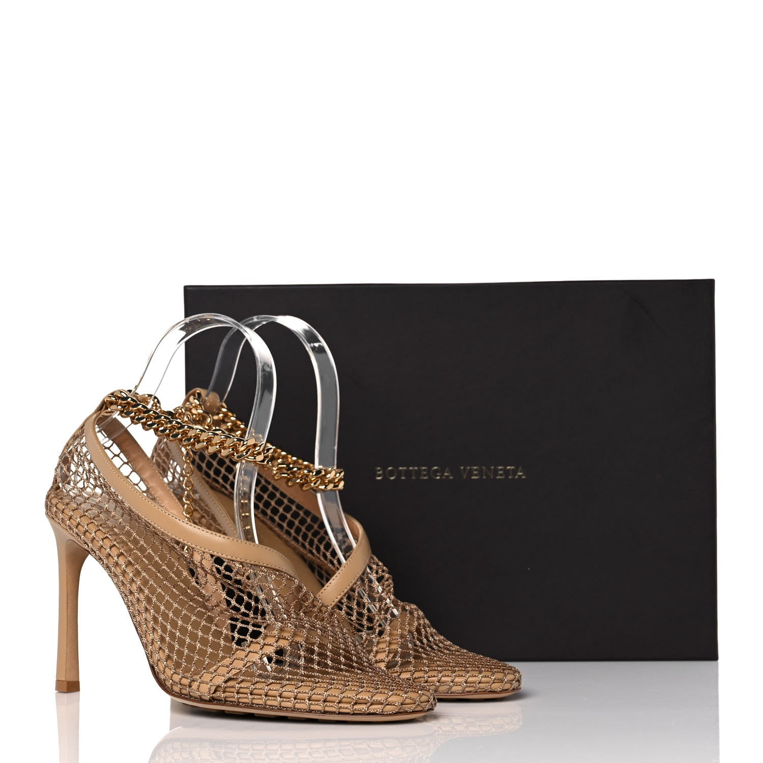 Bottega Veneta Mesh Nappa Chunky Chain Sandals 38 Beige Pony 8 of 8